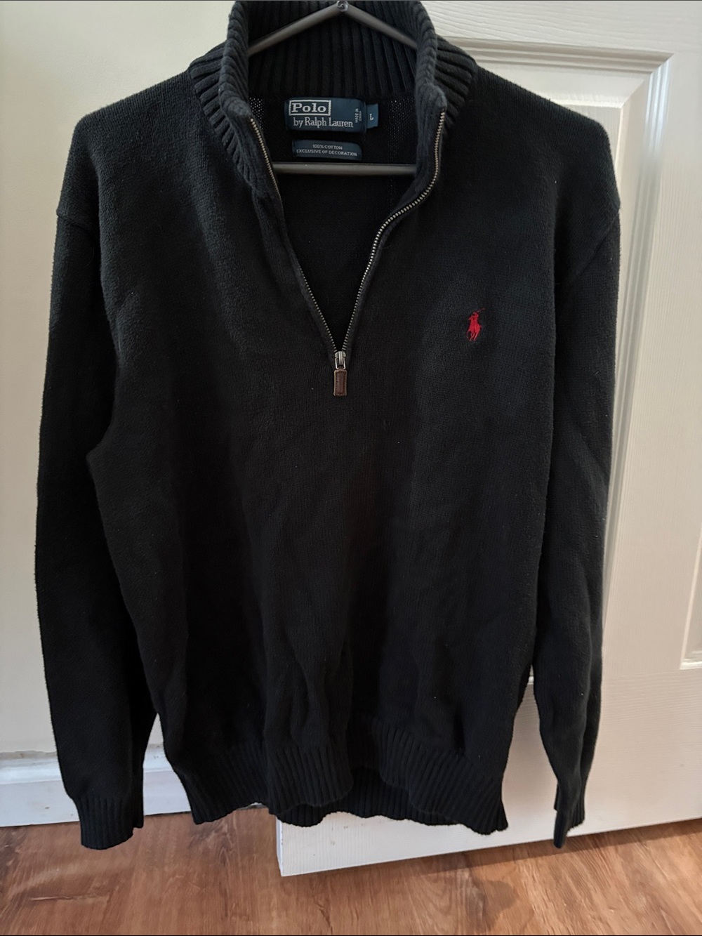 Polo by Ralph Lauren Black Half-Zip Sweater with Red Pony